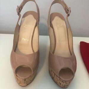 Christian Louboutin nude Une Plume Sling Sz 39